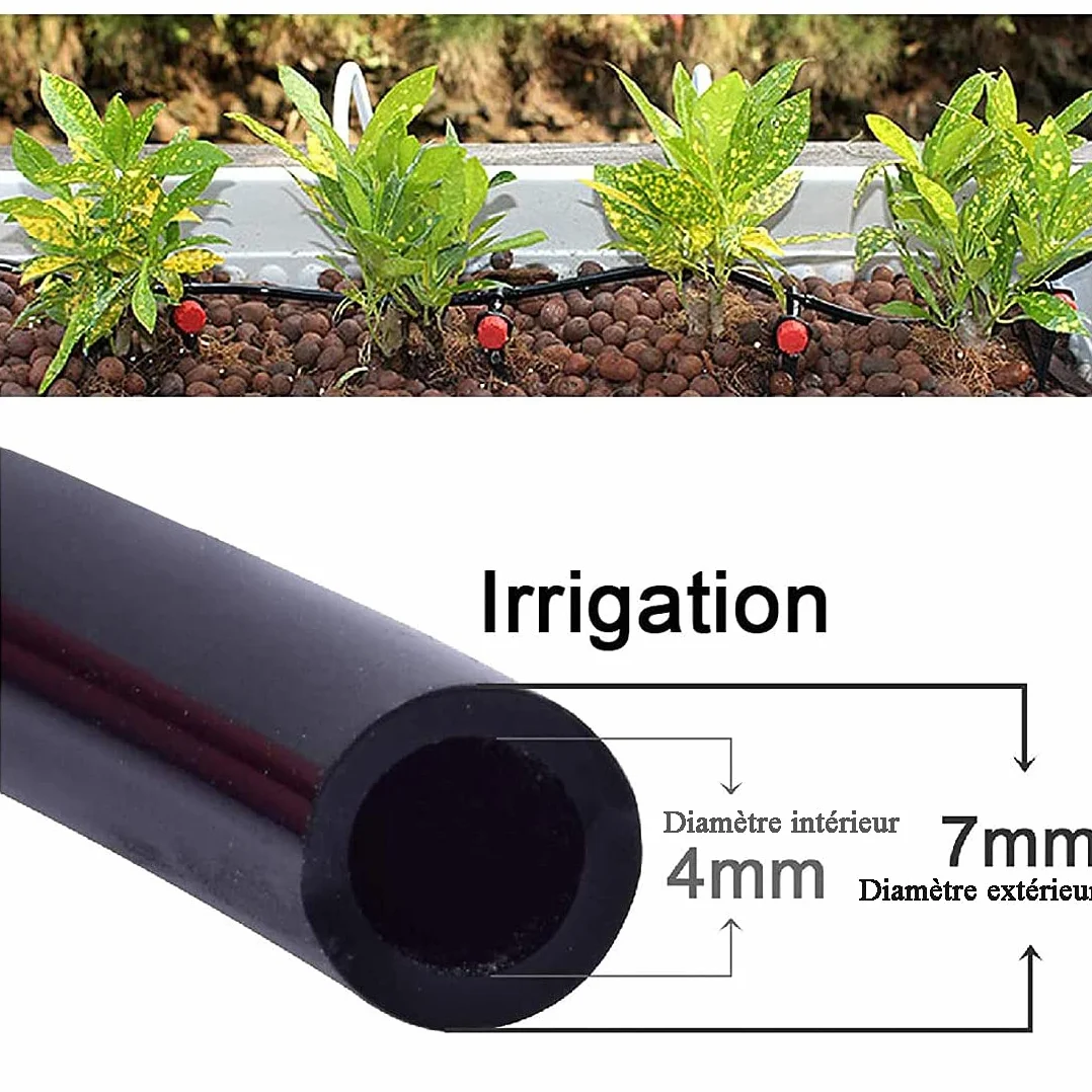 Tubo Irrigazione a Goccia 30 Metri 4/7mm Manichetta Giardino in Polietilene con Ala Gocciolante, per Orto/Serra/Prati