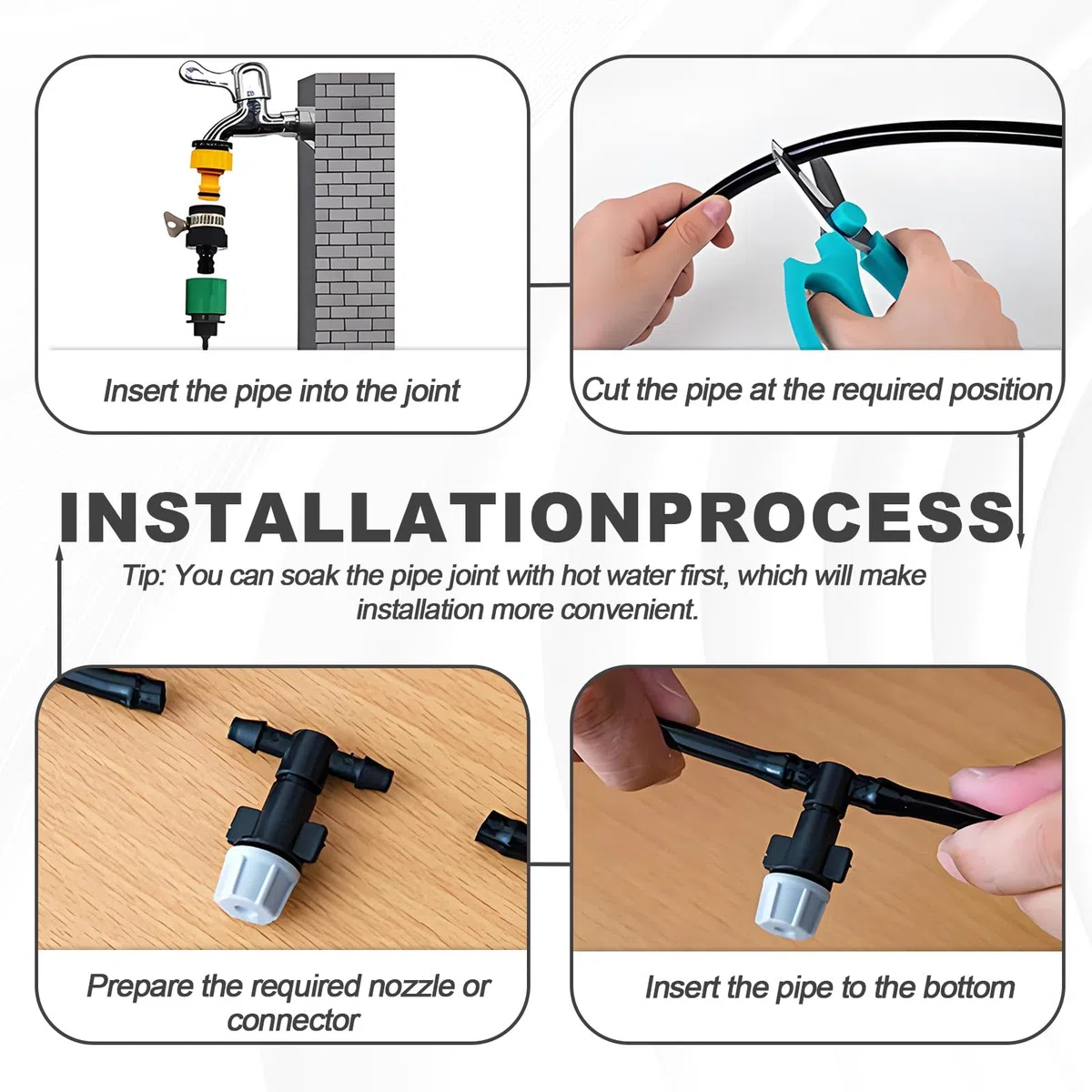 Micro tubo per irrigazione, 30 m, tubo antigoccia, diametro interno 4 mm/diametro esterno 6 mm, tubo per irrigazione nero, tubo in PVC, per sistema di irrigazione da giardino