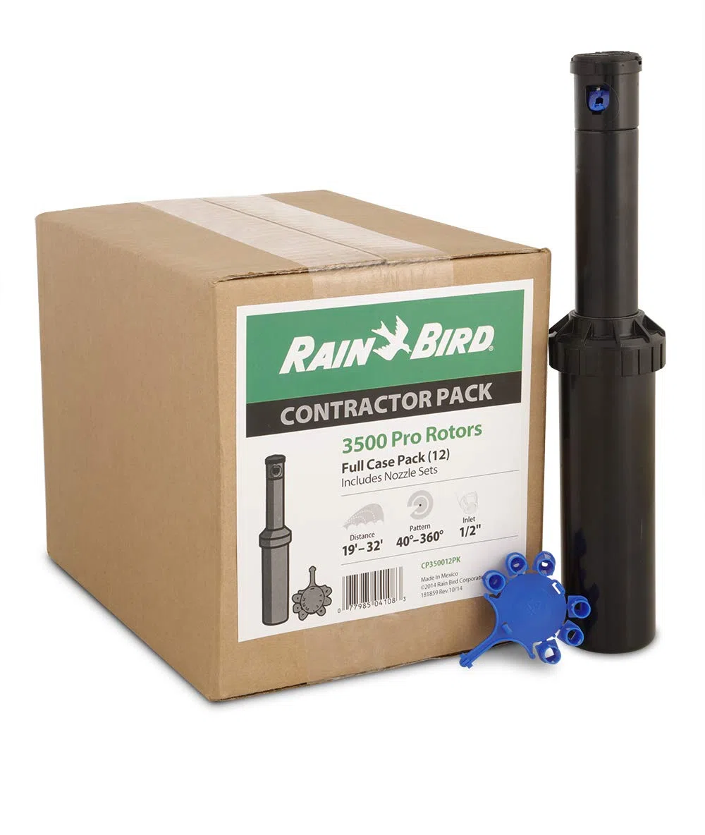 Rain Bird CP350012PK Rotore di grado professionale con set di ugelli per tenda antipioggia, modello da 40° a 360°, distanza di spruzzo da 15' a 35', confezione da 12