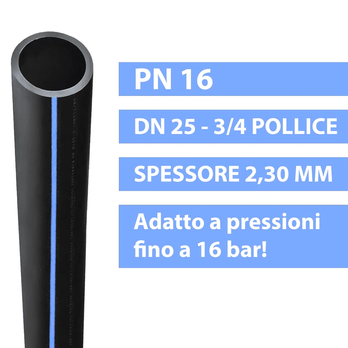 ESTO Tubo Irrigazione 16 PN 50 o 100 metri ⌀ 20 25 32, Tubo Acqua Giardino, Tubo in Polietilene Alta Densità, Irrigazione Alta Pressione, Orto, Tubo per Irrigazione (25mm Ø, 100 metri)