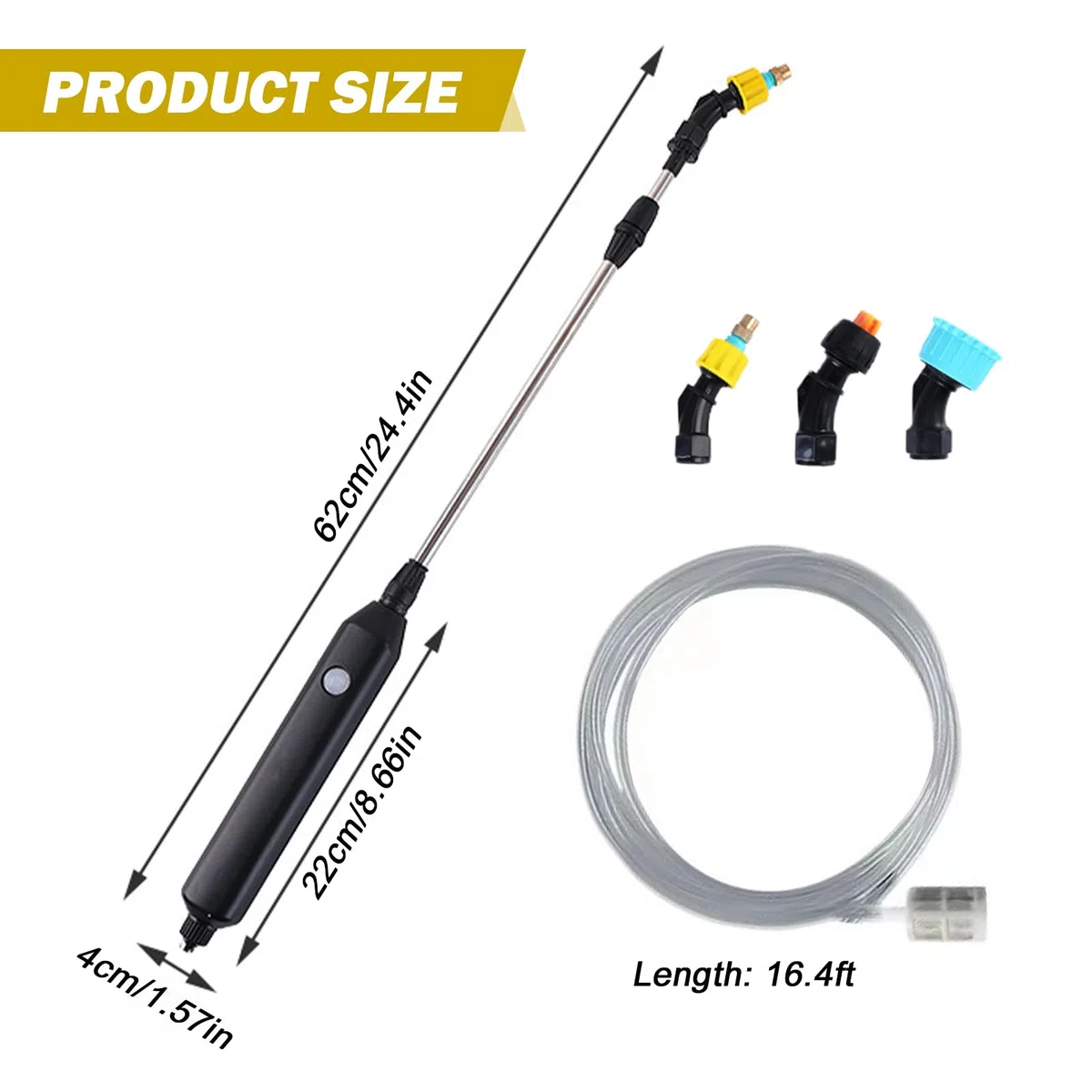 Vegena Spruzzatore Elettrico Per Piante, Pistola A Spruzzo Giardino, Tubo Da 5 M, 3 Ugelli, Ricarica Usb, Spruzzatore Elettrico A Pressione Per Erbacce Da Giardino