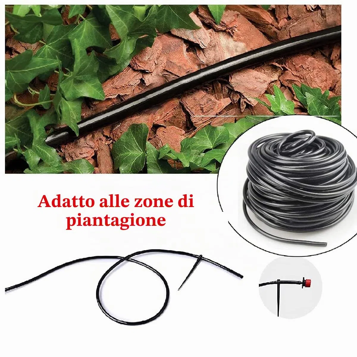 Tubo Irrigazione a Goccia 30 Metri 4/7mm Manichetta Giardino in Polietilene con Ala Gocciolante, per Orto/Serra/Prati