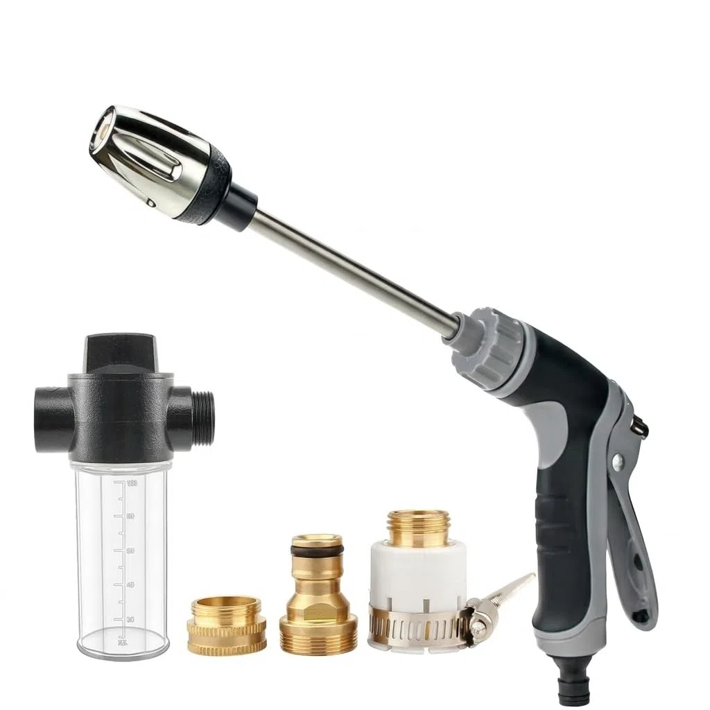 Aquoxis - Pistola per lavaggio auto, ad alta potenza, multifunzione, ad alta pressione, rivestita in gomma, con asta estesa e cannone in schiuma, per uso domestico