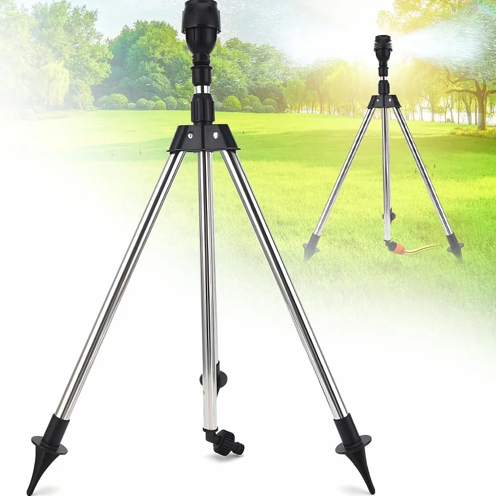 Irrigatore Rotante a Treppiede, Irrigatore Automatico con Irrigazione Rotante a 360 Gradi, Spruzzatore Telescopico a Treppiede, Irrigatori da Prato per Giardino Grande Area, Prati, Cortile