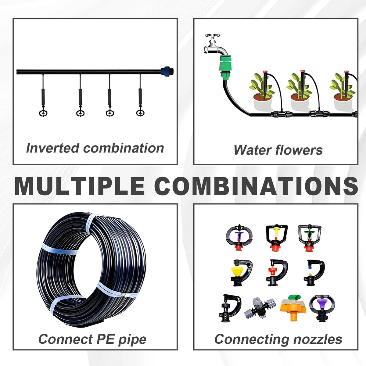 Micro tubo per irrigazione, 30 m, tubo antigoccia, diametro interno 4 mm/diametro esterno 6 mm, tubo per irrigazione nero, tubo in PVC, per sistema di irrigazione da giardino