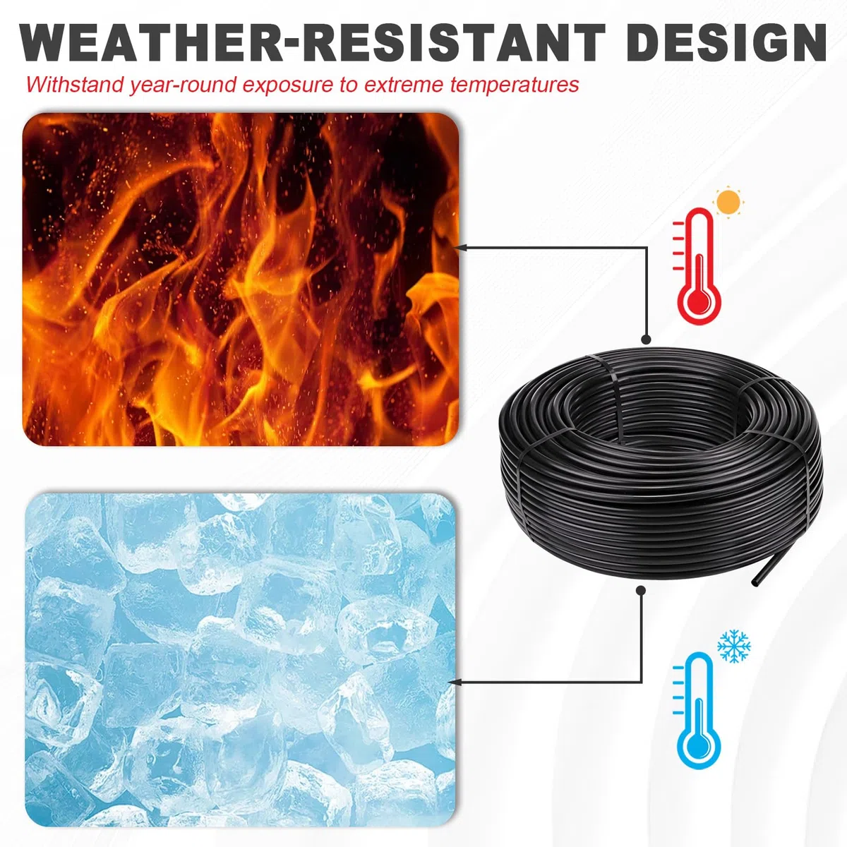 Micro tubo per irrigazione, 30 m, tubo antigoccia, diametro interno 4 mm/diametro esterno 6 mm, tubo per irrigazione nero, tubo in PVC, per sistema di irrigazione da giardino