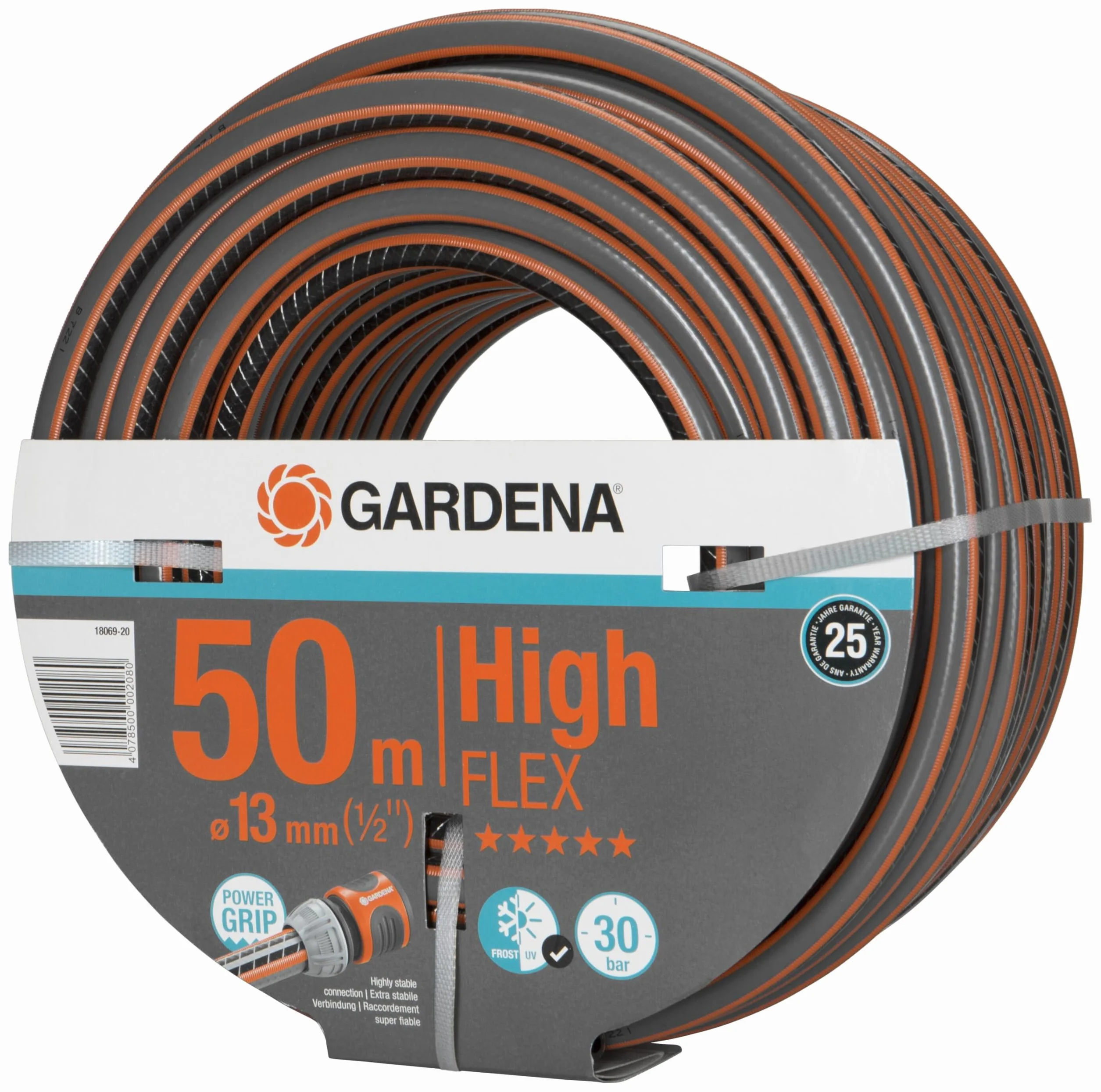 Gardena Comfort Highflex 13 Mm (1/2 Pollice), 50 M: Tubo da Giardino con Profilo di Presa di Forza, Pressione di Scoppio di 30 Bar, Dimensionalmente Stabile, Resistente Ai Raggi Uv (18069-20)