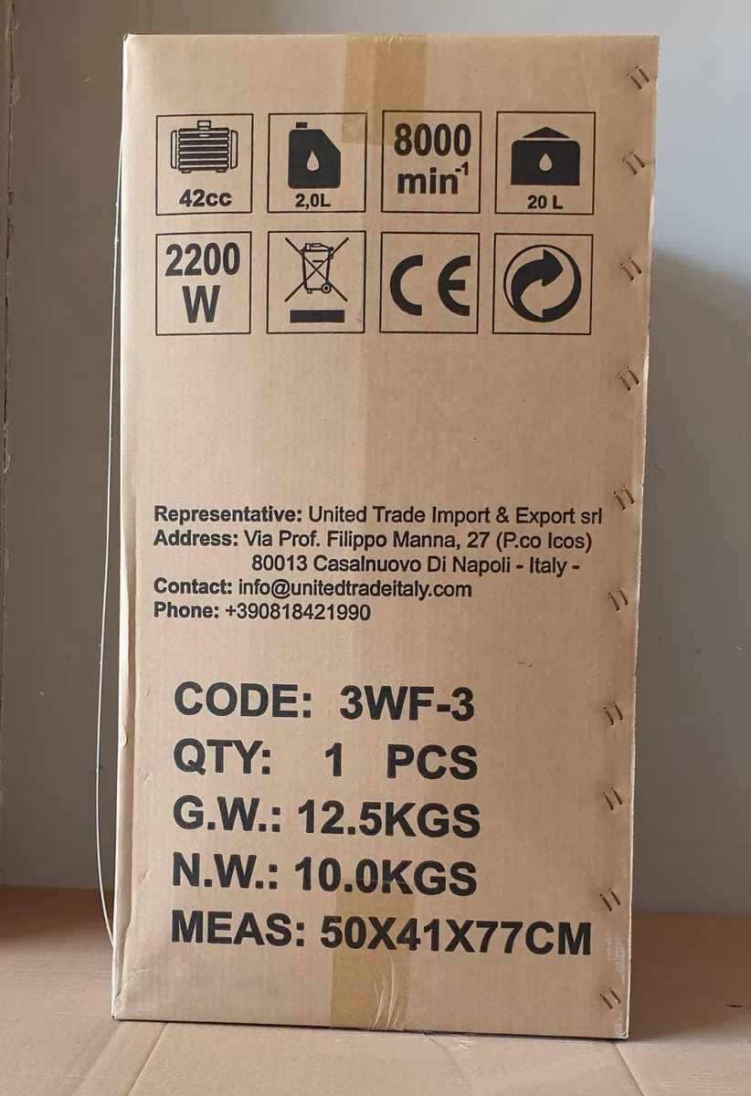 ATOMIZZATORE, NEBULIZZATORE, IRRORATORE,SPRUZZATORE, SANIFICATORE, TURBO 20 Litri a Scoppio 42 CC. lavora in verticale UNITED TRADE + OMAGGIO CUFFIE PROTETTIVE